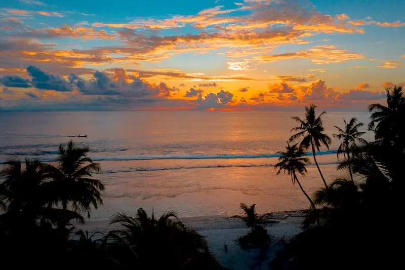 the cancun beach at sunset