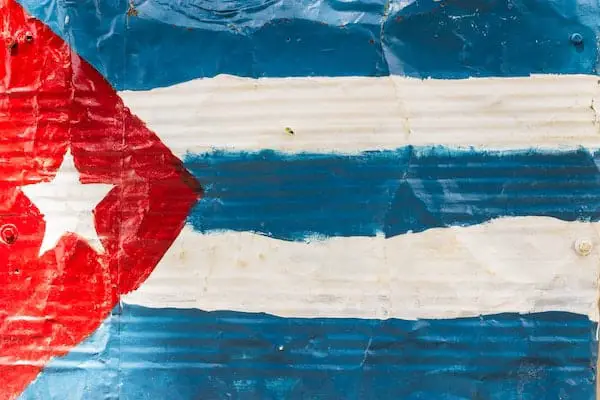 cuban flag on a wall