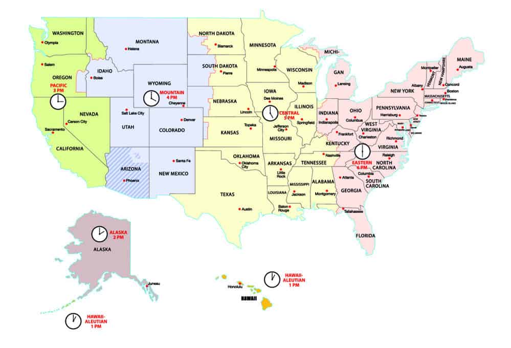 Cancun Time Zone Map